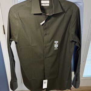 Calvin Klein Men's Olive Dress Shirt - Long Sleeve